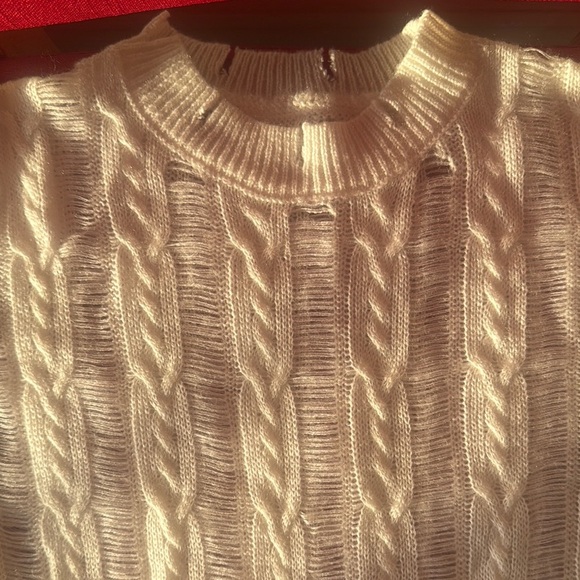 SHEIN Cream Cable Knit Crew Neck Sweater - Picture 2 of 4